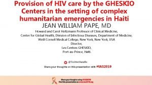 Provision of HIV care by the GHESKIO Centers