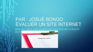 PAR JOSU BONGO VALUER UN SITE INTERNET VOICI