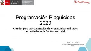 Programacin Plaguicidas 2020 Criterios para la programacin de