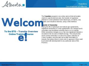 Transfers Government of Alberta Welcome The Transfers program