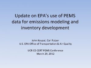 Pems emissions modeling