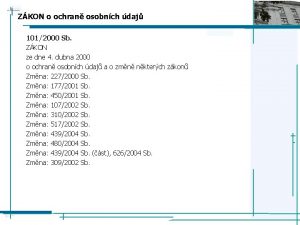 ZKON o ochran osobnch daj 1012000 Sb ZKON