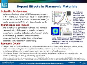 Dopant Effects in Plasmonic Materials Scientific Achievement Using