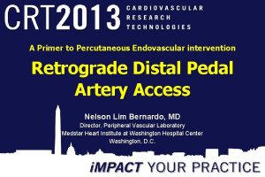 A Primer to Percutaneous Endovascular intervention Retrograde Distal