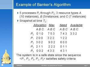 Example of Bankers Algorithm 4 5 processes P