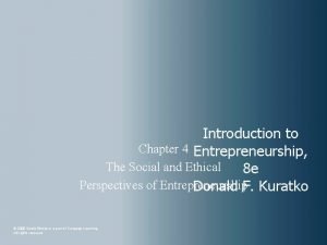The social and ethical perspectives of entrepreneurship
