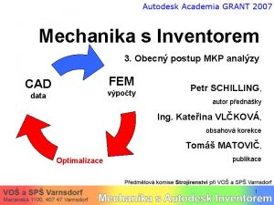 Mechanika s Inventorem 3 Obecn postup MKP analzy