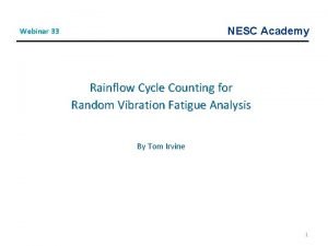 NESC Academy Webinar 33 Rainflow Cycle Counting for NESC Academy Webinar 33 Rainflow Cycle Counting for