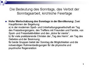 Die Bedeutung des Sonntags das Verbot der Sonntagsarbeit