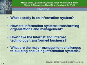 Management Information Systems Second Canadian Edition Chapter 1