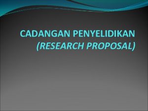 Proposal penyelidikan