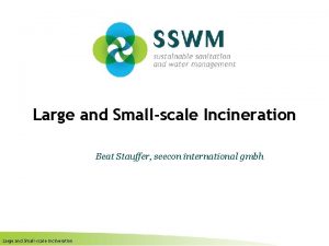 Large and Smallscale Incineration Beat Stauffer seecon international