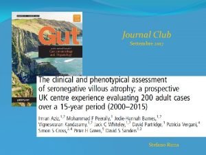 Journal Club Settembre 2017 Stefano Rizza Celiachia Infiammazione