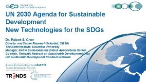 UN 2030 Agenda for Sustainable Development New Technologies