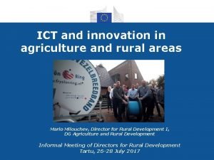 ICT and innovation in agriculture and rural areas