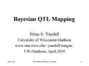 Bayesian QTL Mapping Brian S Yandell University of