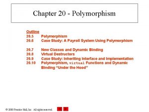 Chapter 20 Polymorphism Outline 20 5 Polymorphism 20