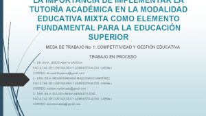 LA IMPORTANCIA DE IMPLEMENTAR LA TUTORA ACADMICA EN