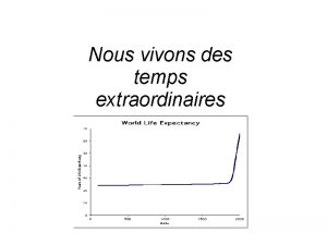 Nous vivons des temps extraordinaires La vie est