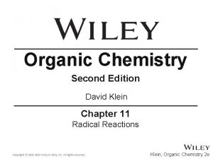 Organic Chemistry Second Edition David Klein Chapter 11
