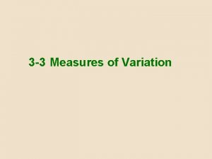 Measures of variation definition