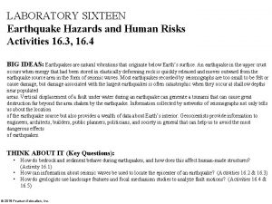 Earthquake risk lab activity