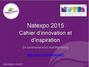 Natexpo 2015 Cahier dinnovation et dinspiration En partenariat