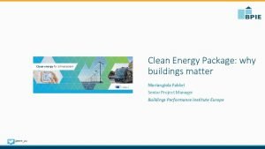 Clean Energy Package why buildings matter Mariangiola Fabbri