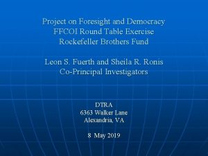 Project on Foresight and Democracy FFCOI Round Table
