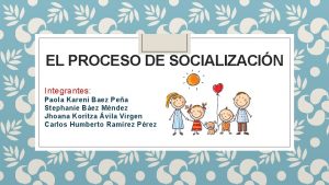 EL PROCESO DE SOCIALIZACIN Integrantes Paola Kareni Baez
