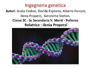 Ingegneria genetica Autori Giulia Codoni Davide Esposito Alberto