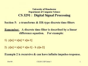 University of Manchester Department of Computer Science CS