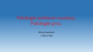 Patologie pohlavn soustavy Patologie prsu Michal Hendrych I