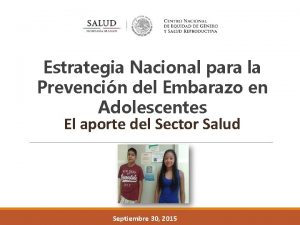 Estrategia Nacional para la Prevencin del Embarazo en