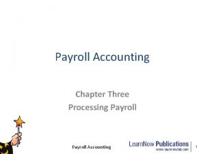 Payroll Accounting Chapter Three Processing Payroll Accounting 1