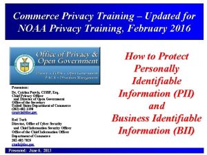 Commerce Privacy Training Updated for NOAA Privacy Training