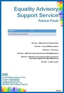 Equality advisory and support service (eass)