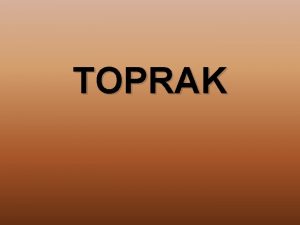 TOPRAK TOPRAK NEDR Topra bitki yetitirme ortam olarak