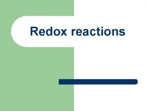 Redox reactions Redox reactions of primary alcohols l