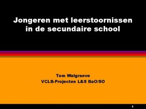 Jongeren met leerstoornissen in de secundaire school Tom