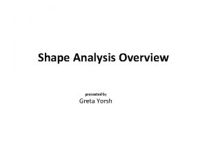 Shape Analysis Overview presented by Greta Yorsh Shape