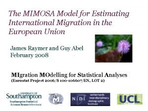 The MIMOSA Model for Estimating International Migration in