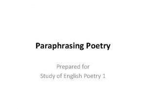 Paraphrase in poetry