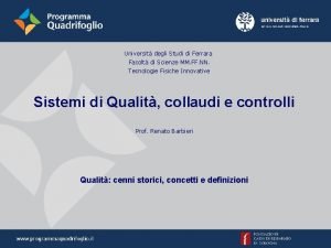 Universit degli Studi di Ferrara Facolt di Scienze