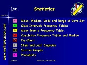 Statistics Level 3 4 www mathsrevision com Mean