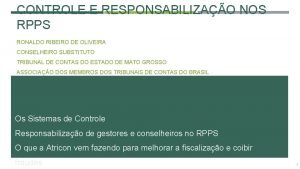CONTROLE E RESPONSABILIZAO NOS RPPS RONALDO RIBEIRO DE