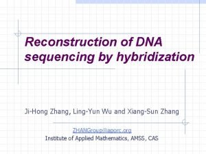 Reconstruction of DNA sequencing by hybridization JiHong Zhang