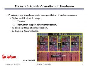 Threads Atomic Operations in Hardware Previously we introduced