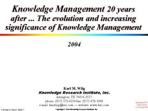 Evolution of knowledge management