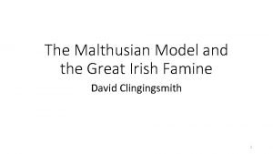 The Malthusian Model and the Great Irish Famine